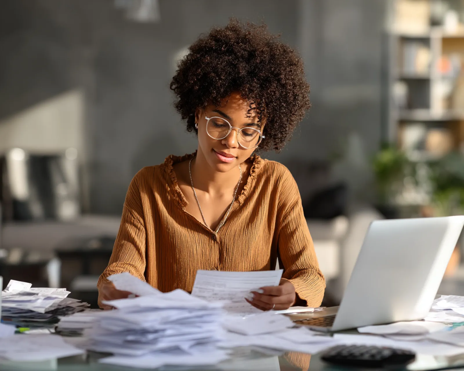 Professional accountant reviewing annual accounts and financial statements for small business compliance