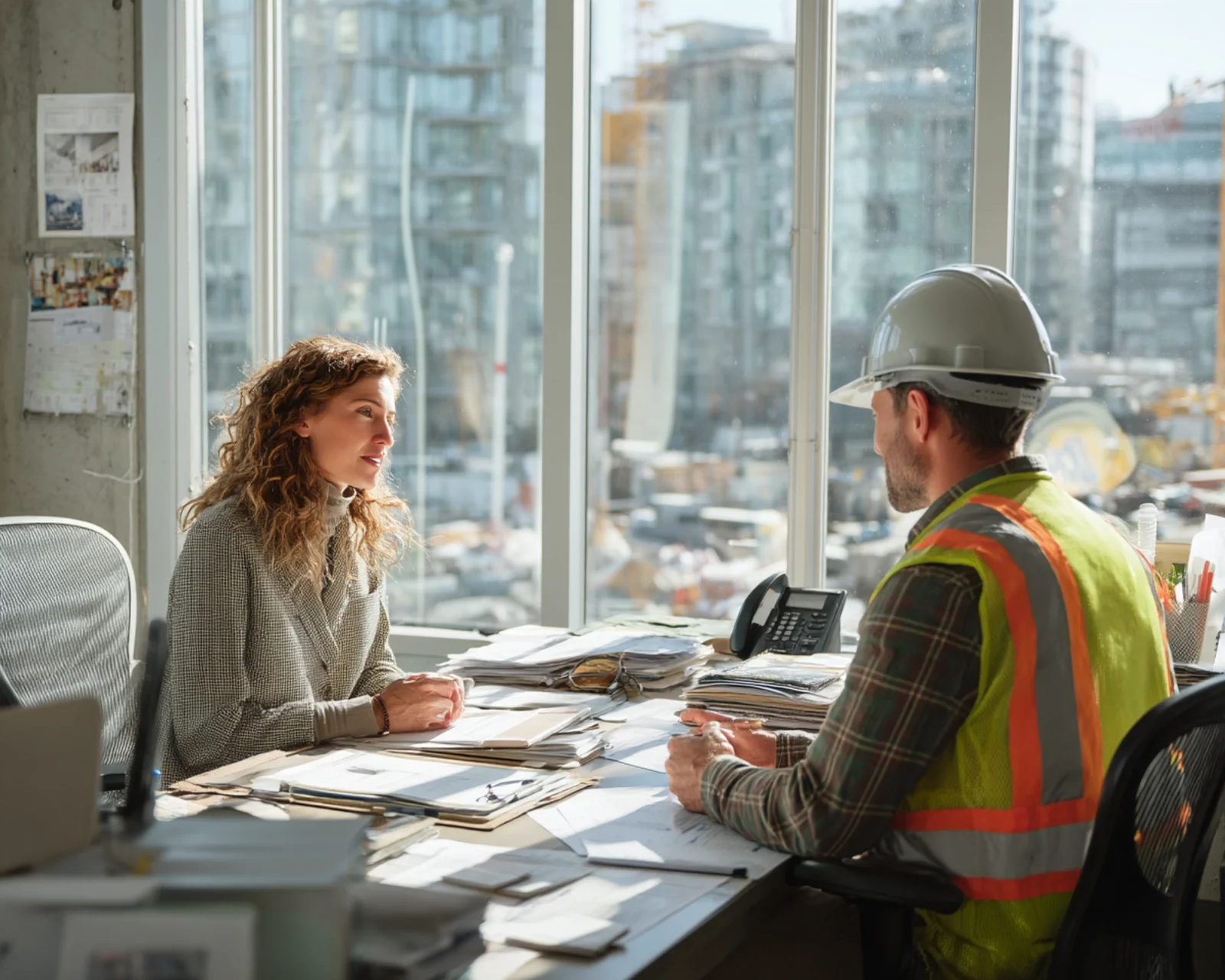 Professional accountant meeting with construction industry client for CIS tax services and expense claims